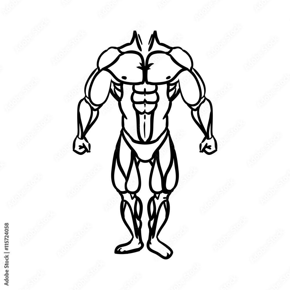 Healthy lifestyle and bodybuilder concept represented by Muscle man icon. Isolated and flat illustration