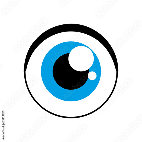 look and view concept represented by blue eye icon. Isolated and flat illustration