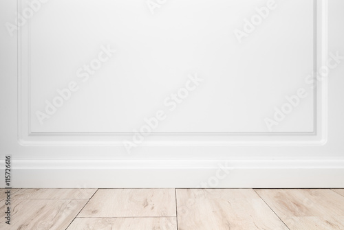 Empty room  white wall and wooden floor