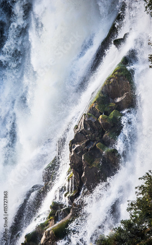 Detail of falling water Victoria Falls. Close-up. Mosi-oa-Tunya National park. and World Heritage Site. Zambiya. Zimbabwe. An excellent illustration.