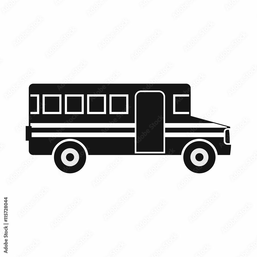 School bus icon in simple style isolated vector illustration