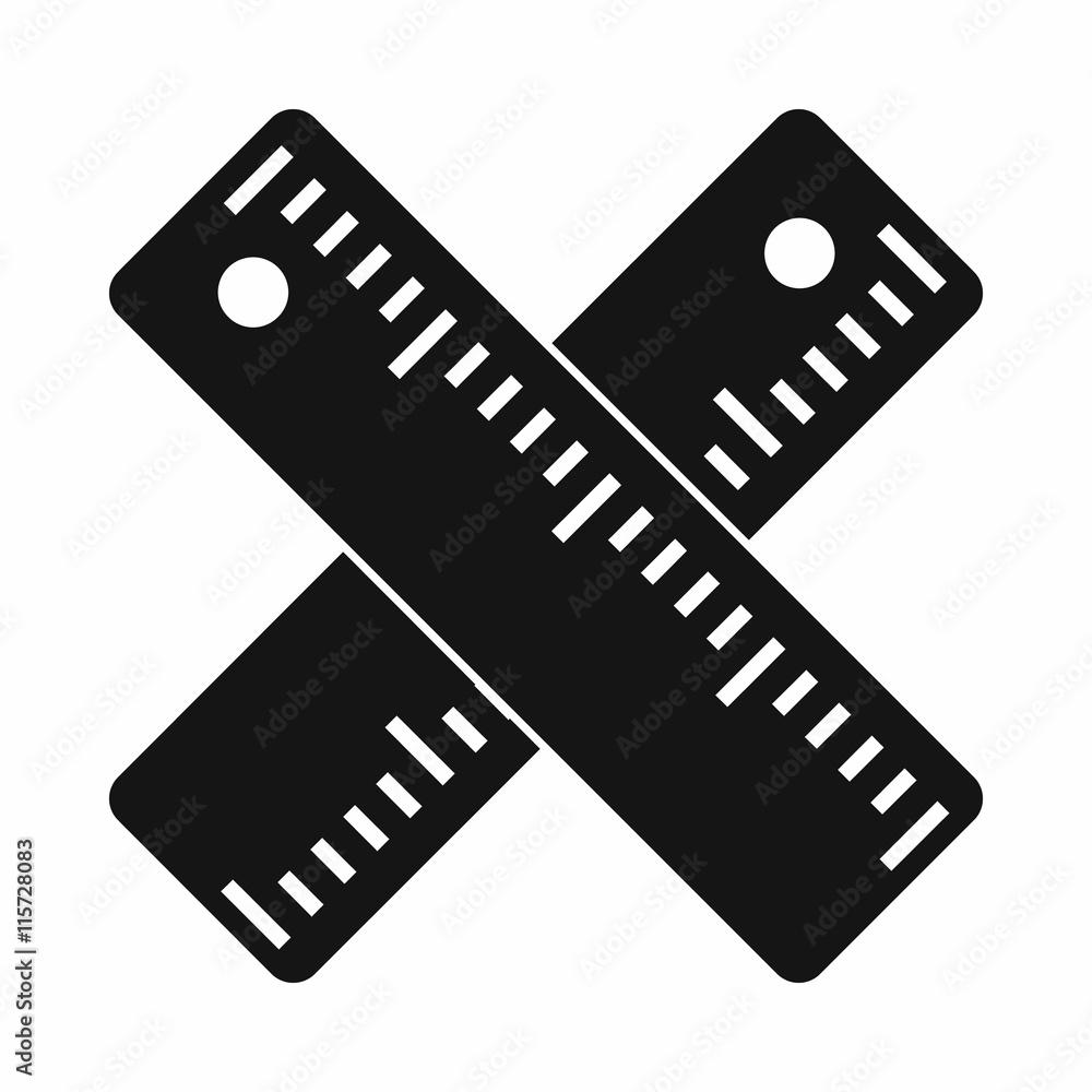 Fototapeta premium Two crossed rulers icon in simple style isolated vector illustration