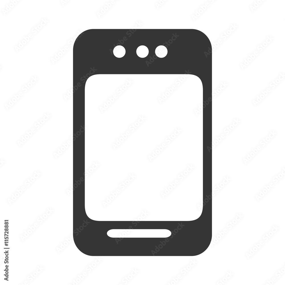 Mobile smartphone in black and white colors isolated flat icon, vector illustration. Mobile smartphone in black and white colors isolated flat icon, vector illustration.