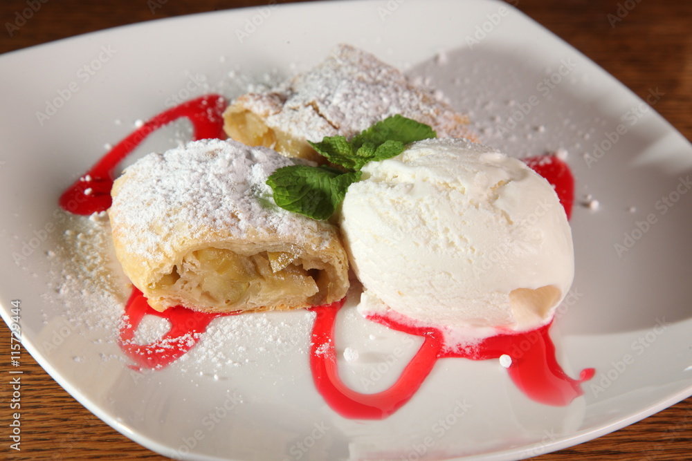 Apple Strudel and ice cream Apple Strudel and ice cream
