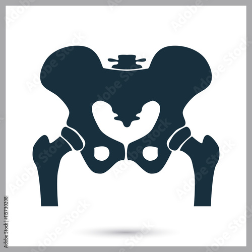 Human hip icon on the background