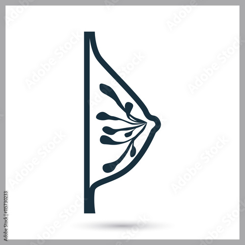 Female breast icon on the background