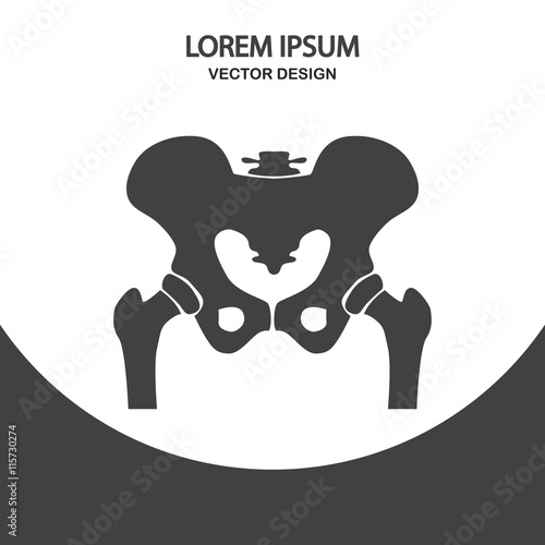 Human hip icon on the background