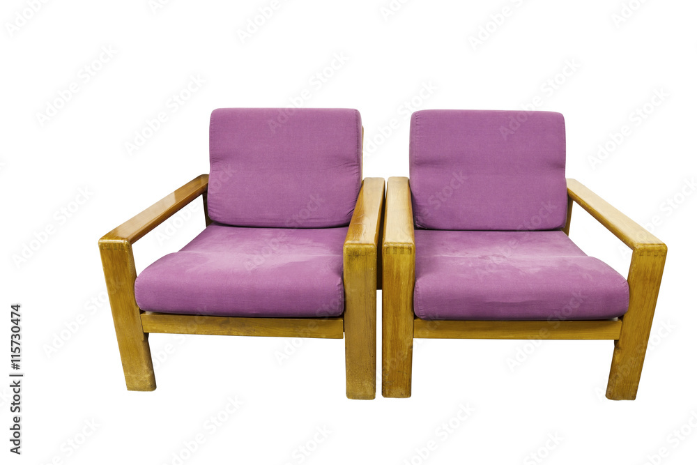 Sofa, magenta armchair isolated on white Sofa, magenta armchair isolated on white