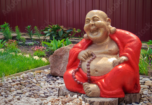 Wooden Hotei statue