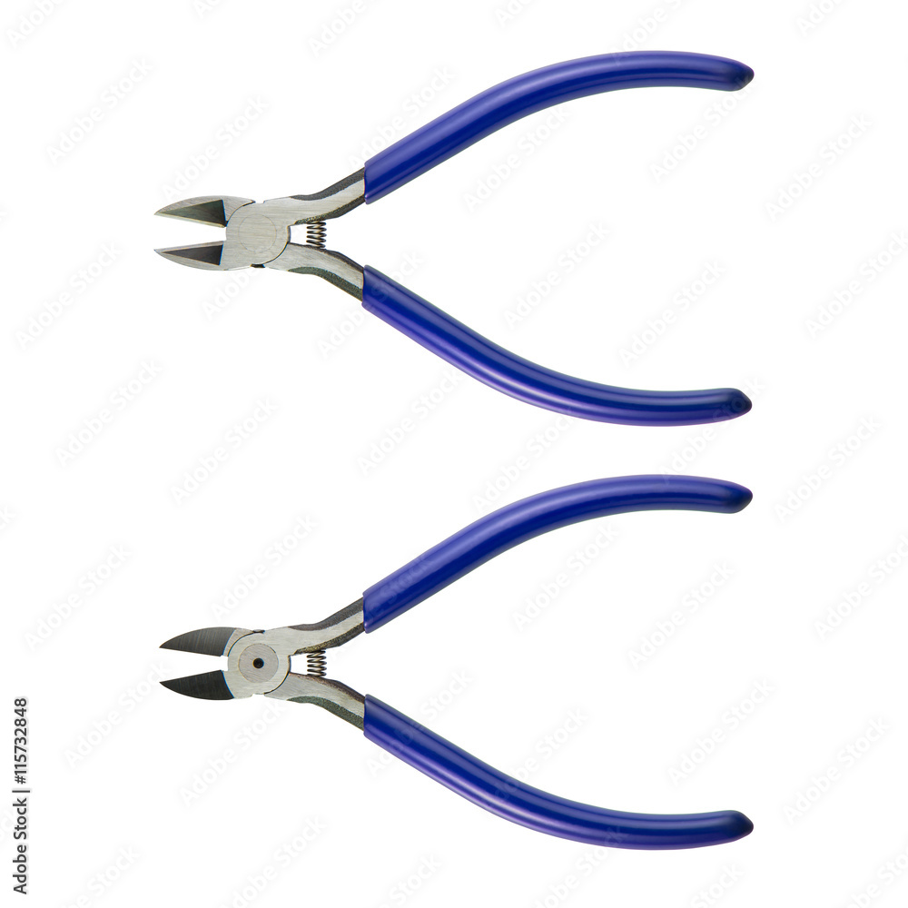 blue combination cutting pliers isolated on white blue combination cutting pliers isolated on white