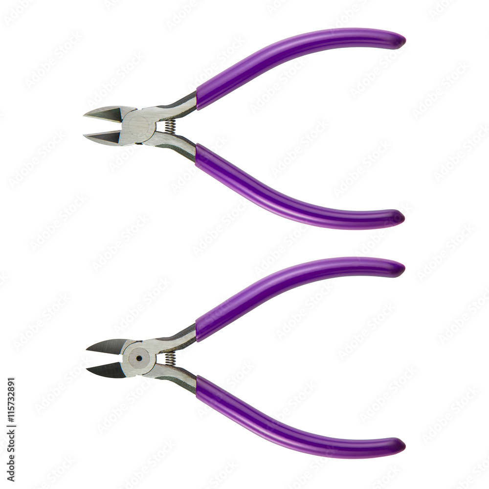 violet combination cutting pliers isolated on white violet combination cutting pliers isolated on white
