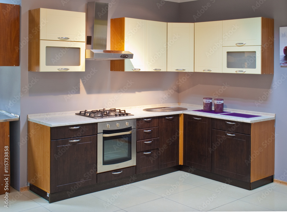 Fototapeta premium Empty wooden kitchen