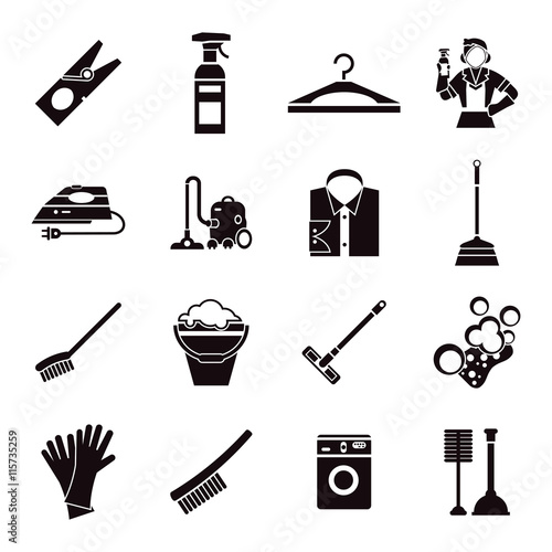 Cleaning Black Icon Set