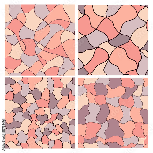 set of abstract hand-drawn waves background