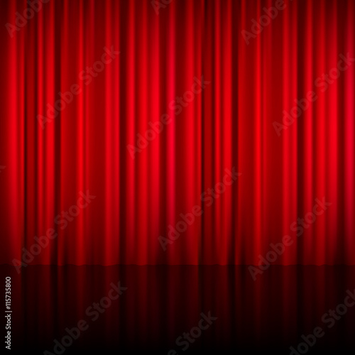 Realistic Red Theatrical Closed Curtain