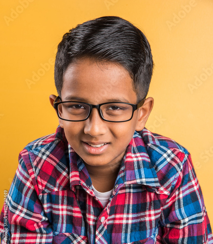 indian small boy with glasses or spectacles, asian boy wearing clear glasses photo