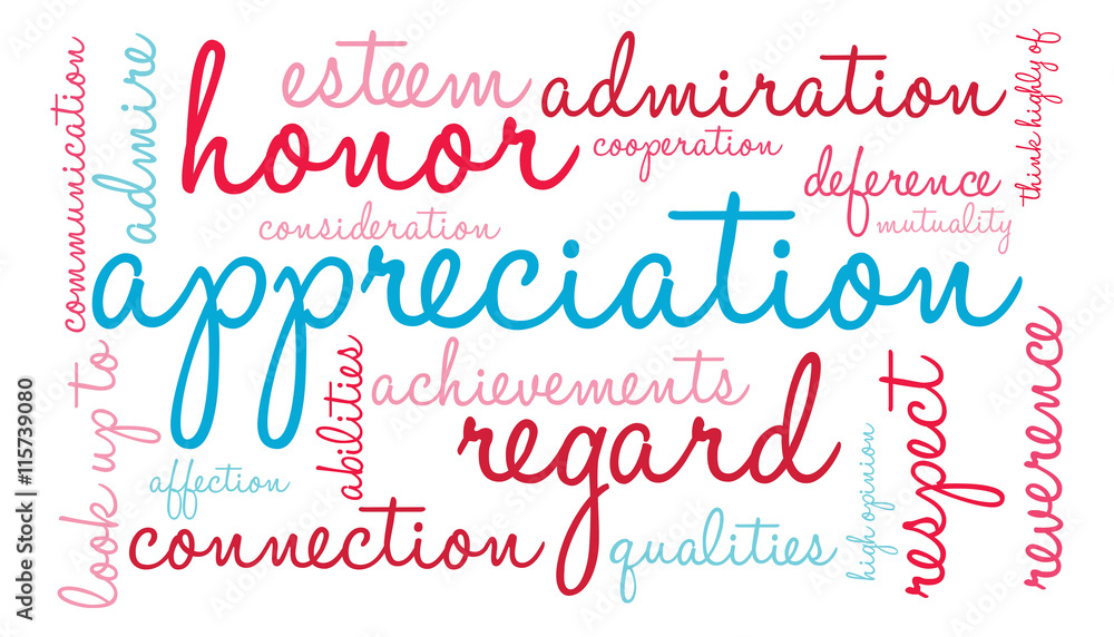 Appreciation word cloud on a white background. Appreciation word cloud on a white background.