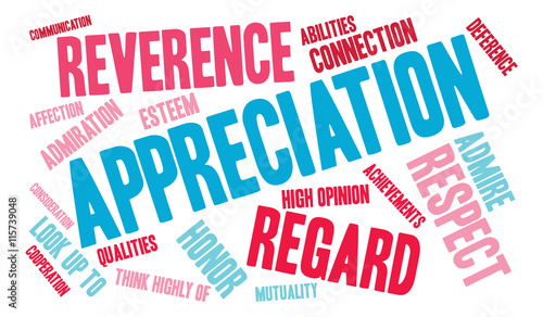 Appreciation word cloud on a white background. 