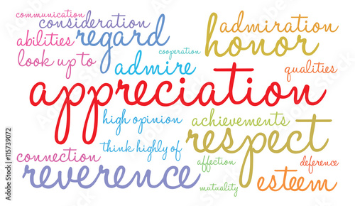 Appreciation word cloud on a white background. 