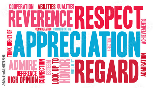 Appreciation word cloud on a white background. 