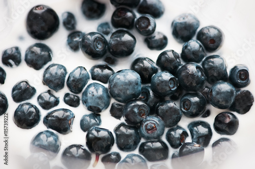 cooking smoothies of ripe blueberries with yogurt