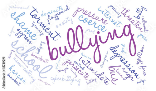 Bullying word cloud on a white background.