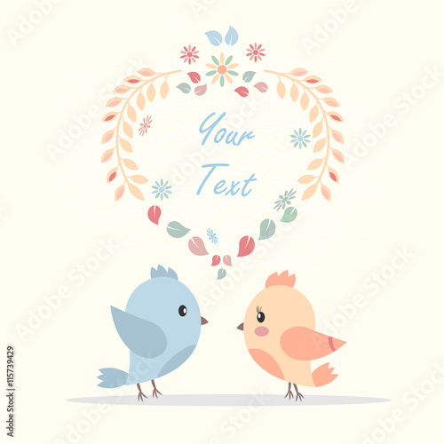greeting card with a picture of bird lovers