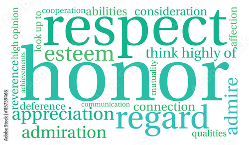 Honor word cloud on a white background. 
