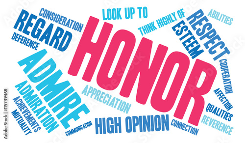 Honor word cloud on a white background. 