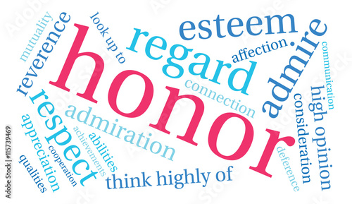 Honor word cloud on a white background. 