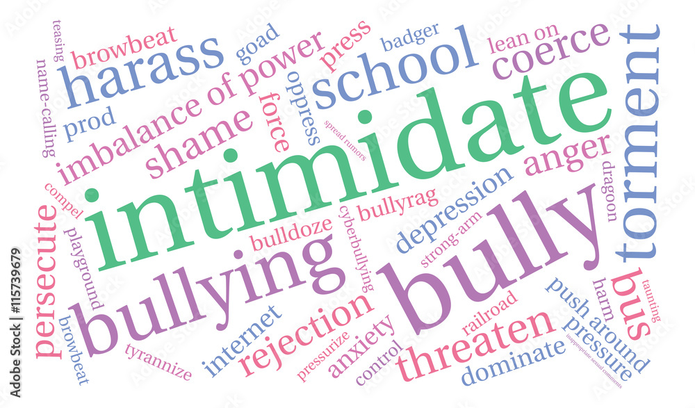Intimidate word cloud on a white background. Intimidate word cloud on a white background.