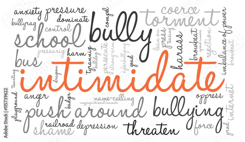 Intimidate word cloud on a white background. 