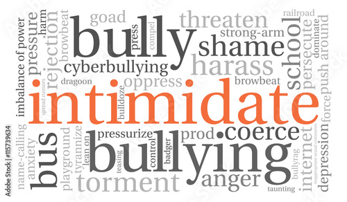 Intimidate word cloud on a white background. 