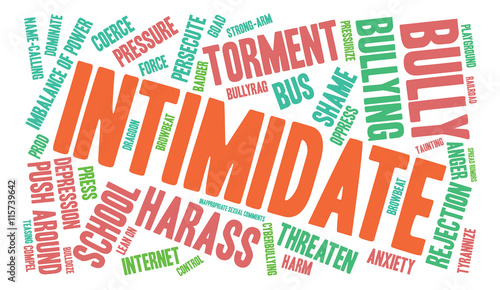 Intimidate word cloud on a white background. 