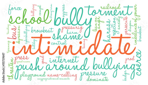Intimidate word cloud on a white background. 