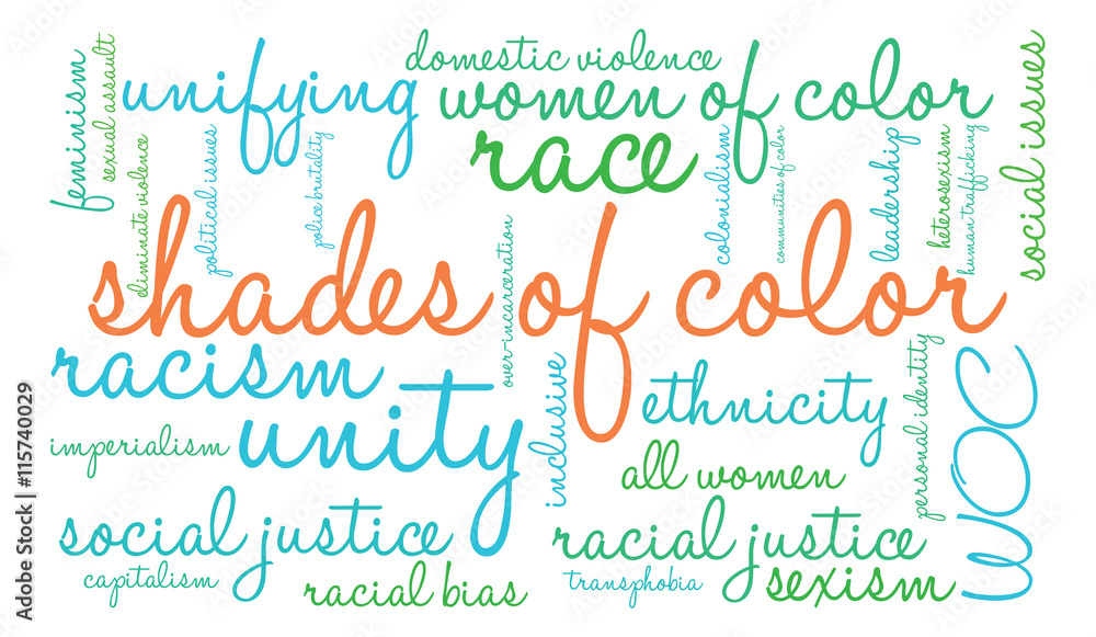 Shades Of Color word cloud on a white background. 