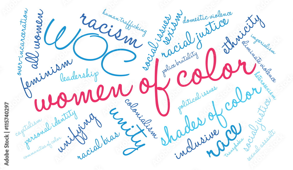 Women Of Color word cloud on a white background. 
