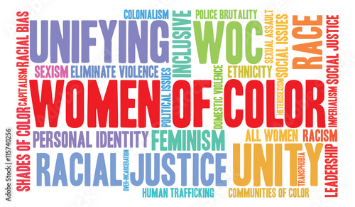 Women Of Color word cloud on a white background. 