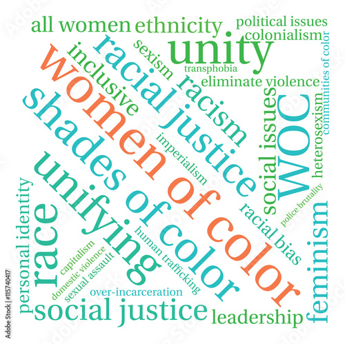 Women Of Color word cloud on a white background. 
