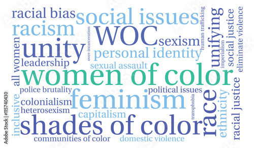 Women Of Color word cloud on a white background. 