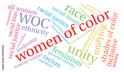 Women Of Color word cloud on a white background. 