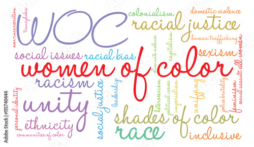 Women Of Color word cloud on a white background. 