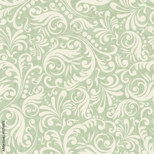 Seamless Damask background in the style of green