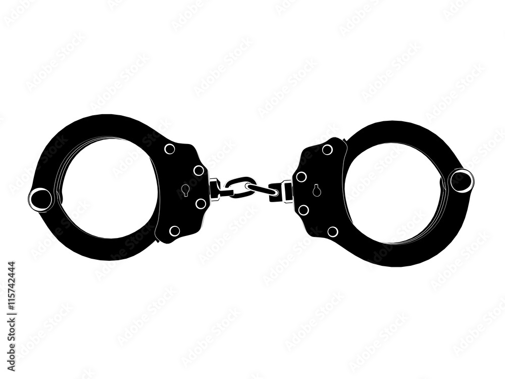 Black and White Handcuffs - 3D Illustration Black and White Handcuffs - 3D Illustration