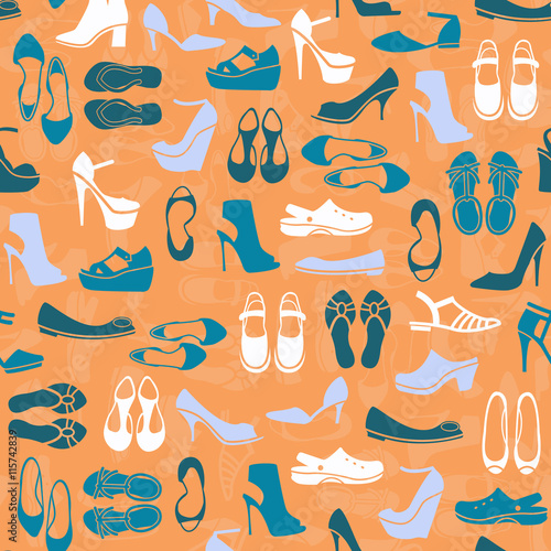 pattern with multicolor different kinds of shoes