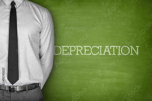 Canvas Print Depreciation text on blackboard