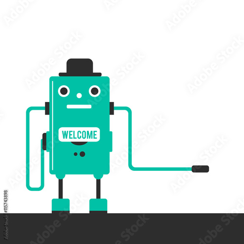 Future has come. Robot worker. Vector flat illustration