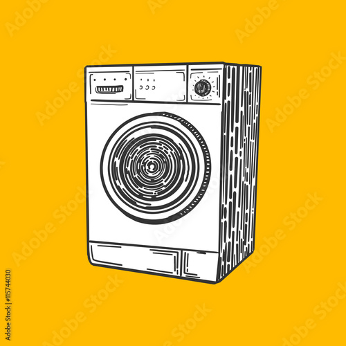 Washing machine engraving style vector