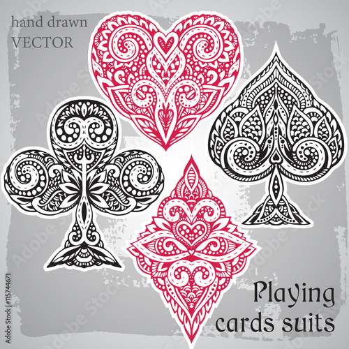 Black and red playing card suits ornamental