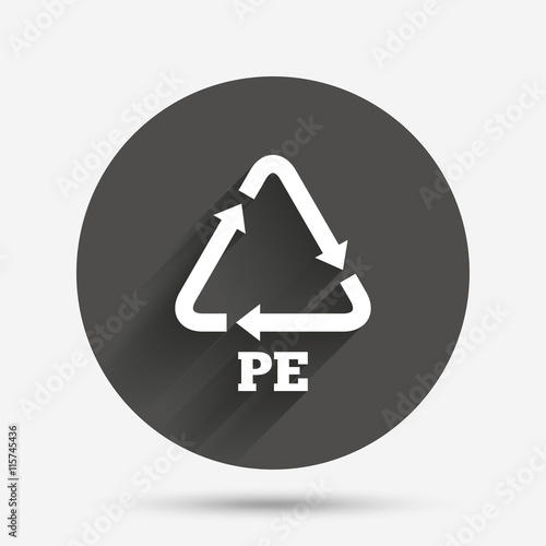 PE Polyethylene sign icon. Recycling symbol.